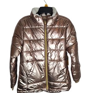 NWT There Abouts Girls Golden Puffer Removable Hooded Jacket Size L 14